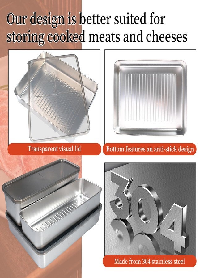 SENONAPO 10 Pack Bacon Cheese Meat Storage Container Stainless Steel Airtight Storage Container Kitchen Food Storage Containers Fruit Tray with Lids Stackable Fridge Organizer Bins for Fruit Vegetable Food - Image 5